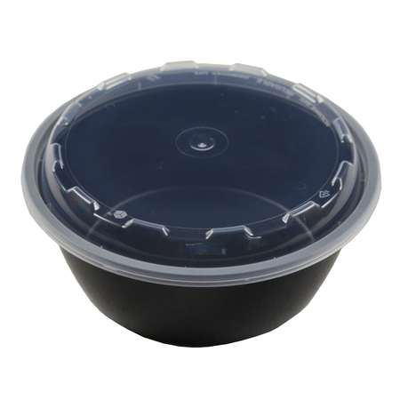 Cubeware Cubeware 32oz. Round Container Black Base With Clear Vented Lid, PK150 CO-632B